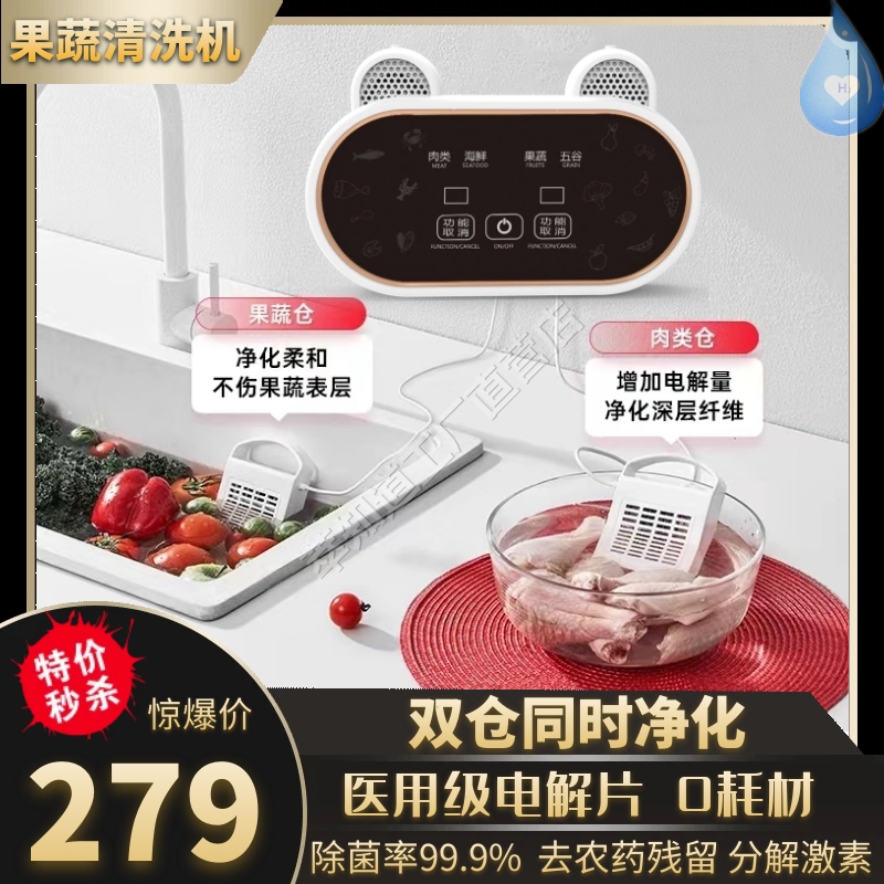 果蔬净化器清洗机洗菜q食材去农药残留全自动智能双仓臭氧消毒家