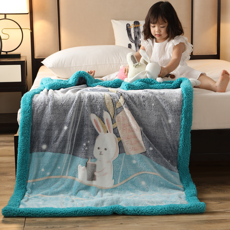 儿童毛毯双层加厚冬季羊羔绒w小被子幼儿园午睡宝宝婴儿珊瑚绒毯