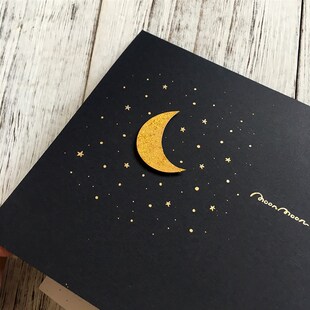 闪闪月光卡 祝福贺卡定制贺卡生日离别 鼓励 星星月亮贺卡XZ7