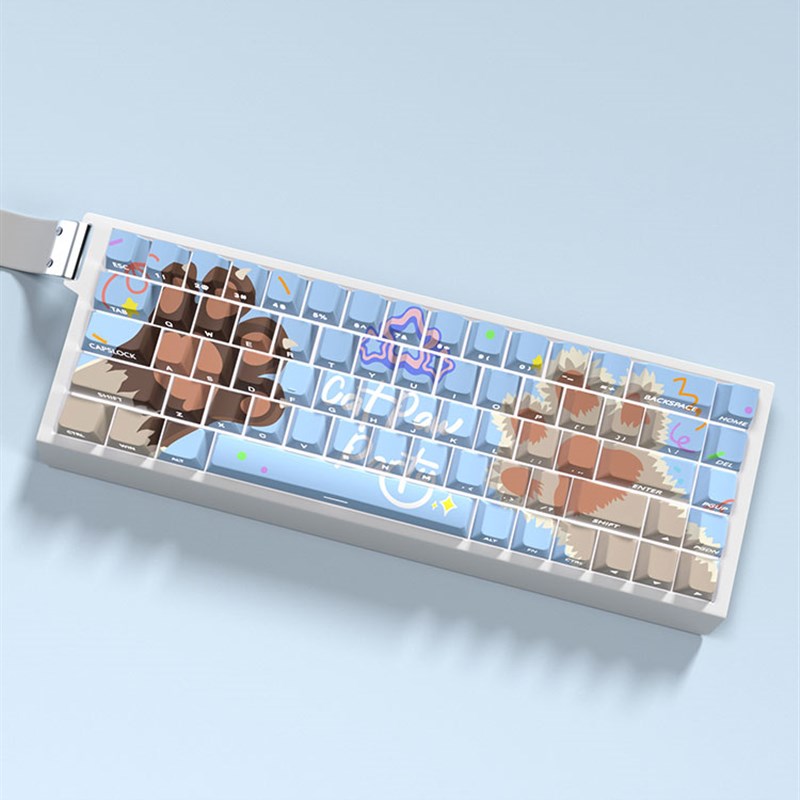 猫爪派对主题键帽原厂侧刻透光pubt适配磁轴 Ace60made68机械键盘
