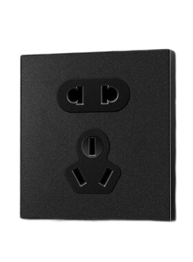 86型轻点复位开关插座五孔黑色磨砂带LED灯家用面板多孔电源插座