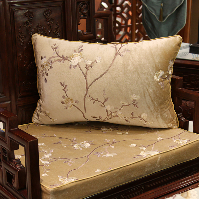 绒布冬季中式红木沙发坐垫罗汉y床实木防滑家具加厚海绵座垫定制