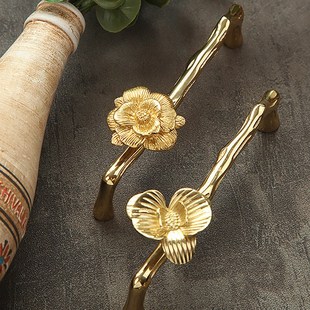 创意复古新中式黄铜轻奢橱柜门衣帽间个性衣柜抽屉柜子把手拉手