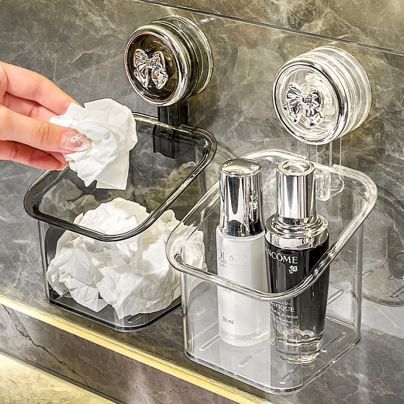 吸盘废弃洗脸面巾收纳盒壁挂洗漱台擦脸巾大号Q收纳架卫生间置物