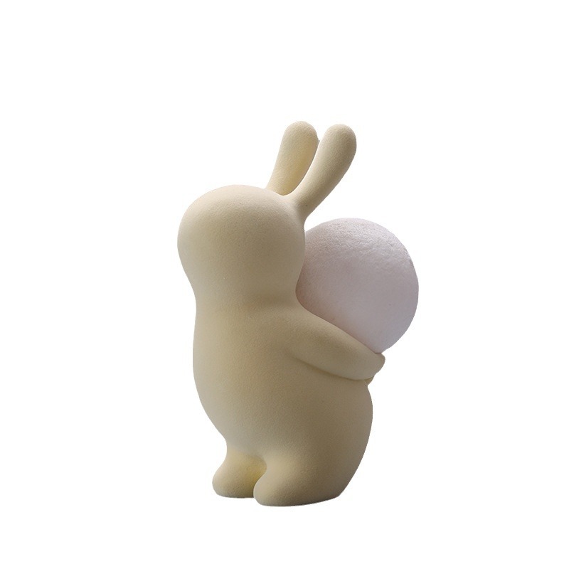 创意兔子背月亮灯床头摆件家居小夜灯女生桌M面摆件送闺蜜生日礼