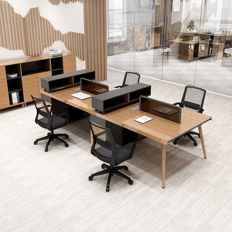 四人位办公桌深圳4职员桌椅组合6员工两人卡座屏风卡位简约电脑桌