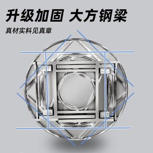 加厚不锈钢桌大餐桌圆桌15人家用可折叠带转盘摆摊商用大排档户外