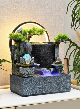 假山水幕墙流水摆件m循环水造景客厅办公室桌面招财风水轮开业乔