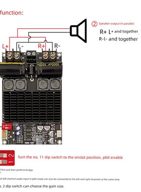 Zk-2001纯功率放大器板双通道100W+100W/桥式单声道200W