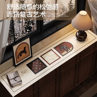 餐边柜桌垫鞋柜电视柜台面保护垫子盖布餐桌简约高级防脏皮革桌布