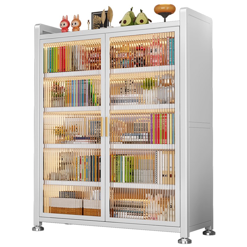 家用钢制书柜置物架一体儿童书架置物架多层客Q厅展示柜防尘收纳