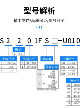 AS1201FS-4调节排气阀6气缸8气动接头带刻度带锁节流阀调速调气阀