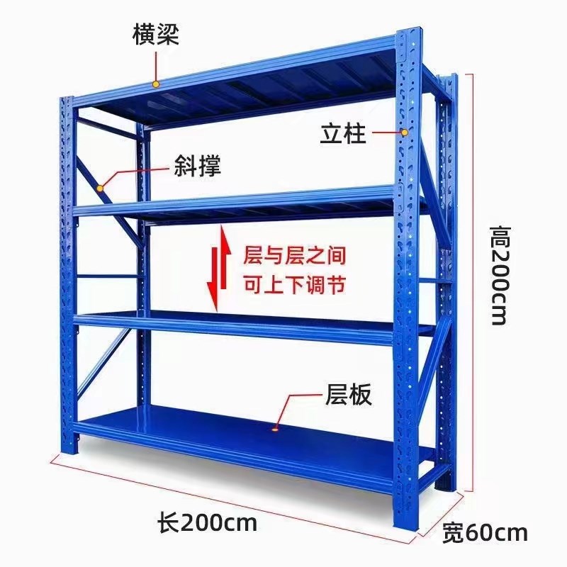 仓库货架加厚重型拼接架商超厂房免焊接置物N架多层家用储物展示