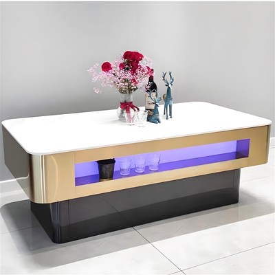 KTV酒吧茶几定制夜场会所不锈钢岩板高端KTV专用发光台酒吧桌卡座