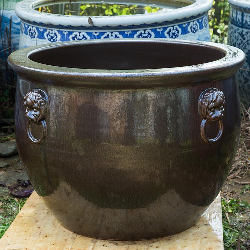 陶瓷鱼缸特大号老式别墅客厅锦鲤睡莲荷花盆户Z外庭院种树养鱼