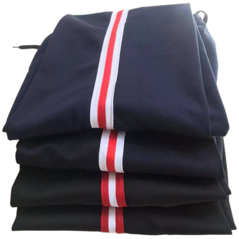 校服裤子红白红条纹男女直筒宽松高中小学生白红白宽条一道杠藏蓝