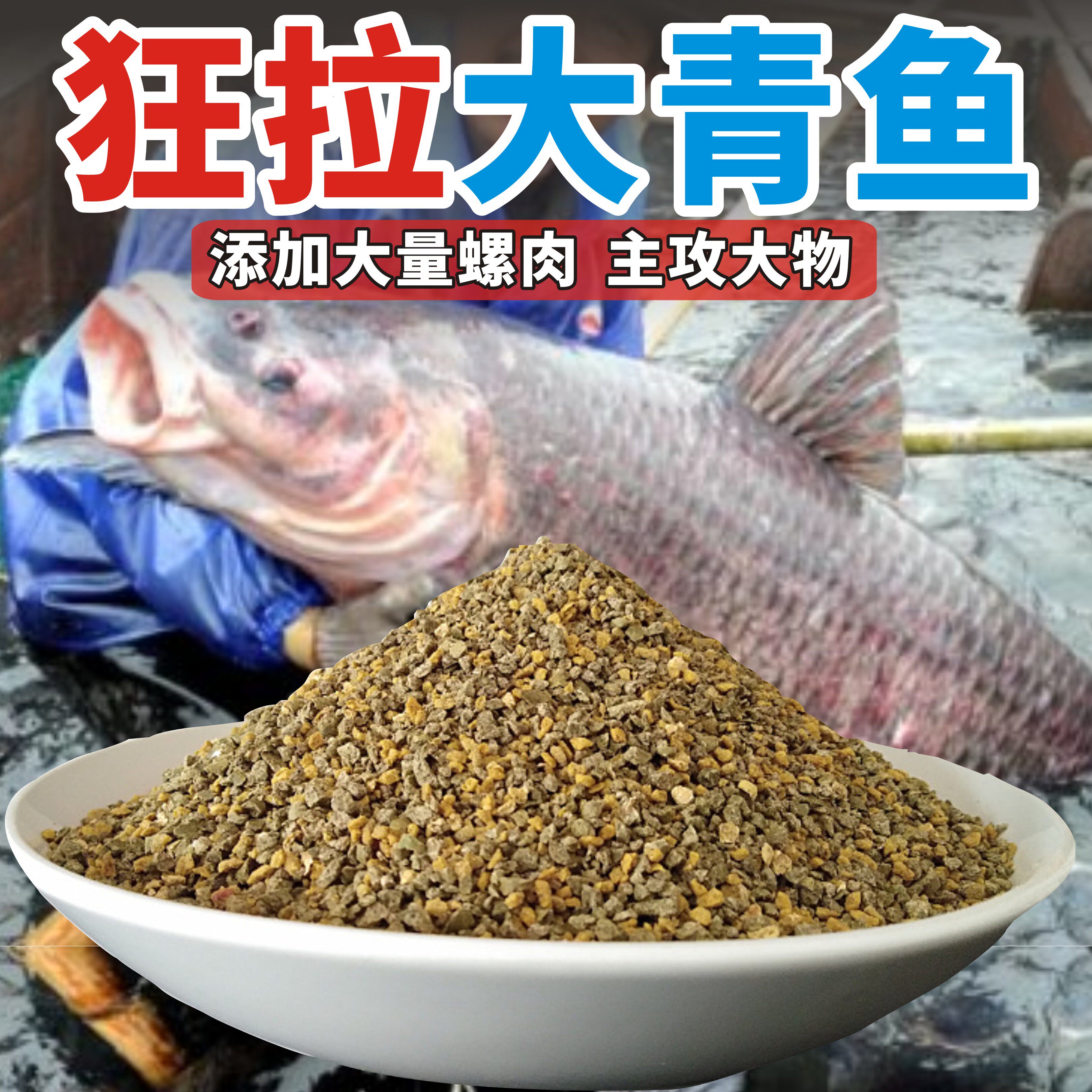 速发青料专攻大鲩螺蛳丝乌黑坑黑物钓青鱼神饵专用巨物大草料