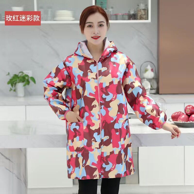 速发裙围家用防水防油罩衣服人劳保服格子工作大加绒加厚迷彩套装