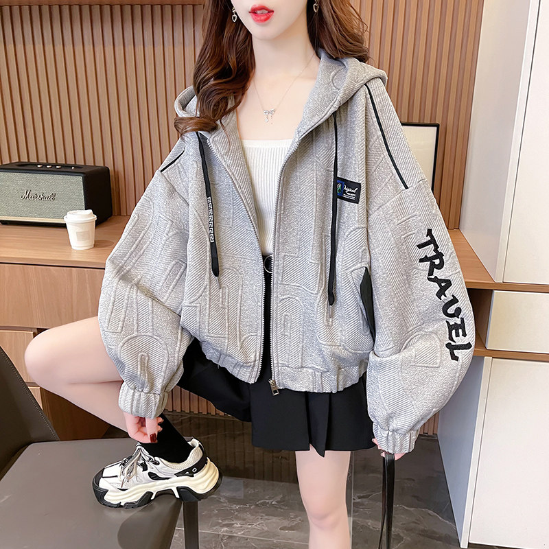 速发短款连帽卫衣春子款2025新款设计秋小众宽松韩版小个感开衫外