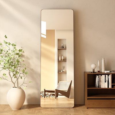 速发实木全身镜不立形可移动立衣钢化玻璃落地镜可挂式变体穿式镜
