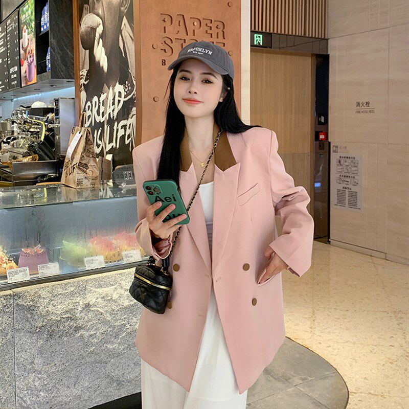 速发款码设计感撞色外套春季新大韩服宽松休闲小西版上衣
