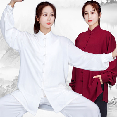 速发春款太极服新款弹力棉麻练功武中老年中国风极太男拳服术服