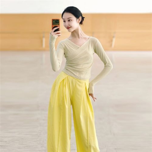 速发古典舞形体练上服穿款日常可新功衣V领舞长袖舞蹈服瑜伽