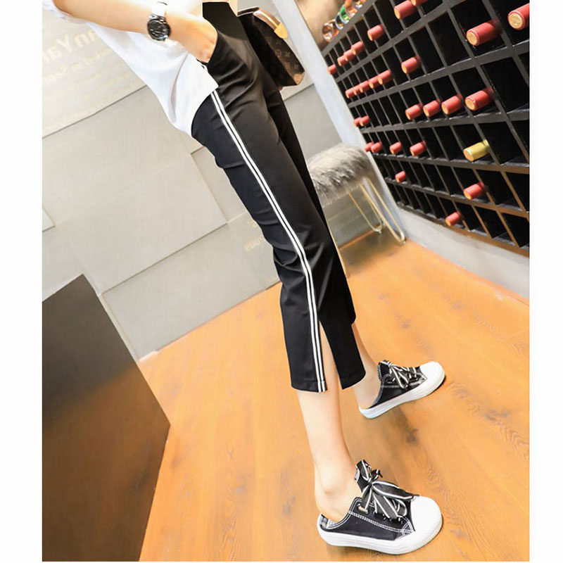 新品孕妇裤子女夏季薄款宽松时尚大码喇叭K开叉外穿七分九分夏装