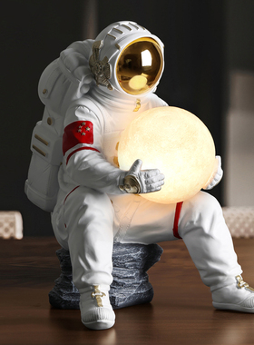 新品轻奢宇航员大摆件电视柜客厅太空G人抱灯家居装饰品办公室开