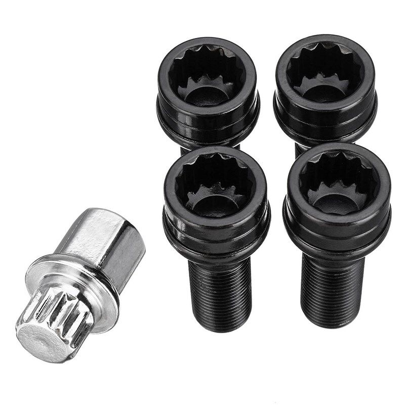 极速4pcs/set M14 x o1.25 Wheel Locking Bolts Lug Nut Black +
