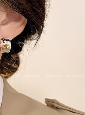 极速爱心耳扣女气质日韩简约耳圈冷淡风立体小众轻奢耳环2.024新