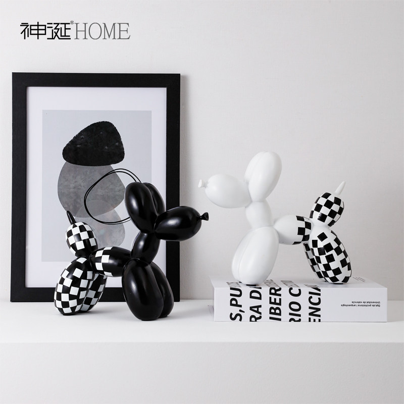 新品北欧简d约黑白气球狗摆件家居客厅电视柜茶几小众桌面小摆件