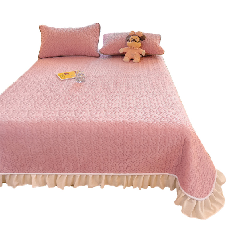 极速加厚牛奶绒床盖单件冬季珊瑚法兰绒面床单三件Q套1.5m加绒防