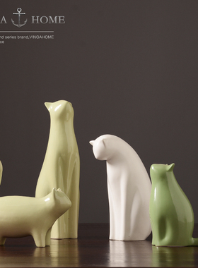 新品新品家居饰品灵动猫咪u招财装饰摆件客厅陶瓷工艺结婚礼物摆