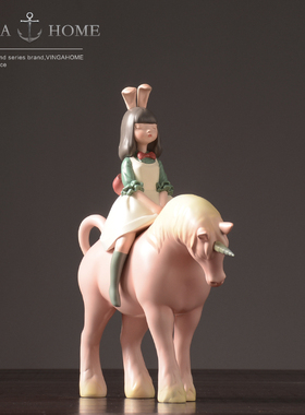 新品北欧现代简i约夜行独角兽艺术品摆件礼物 创意酒柜桌面家居装