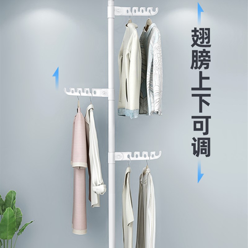 极速顶天立地升缩支伸缩s杆阳台晾衣架窗帘多功能承重伸缩杆免打