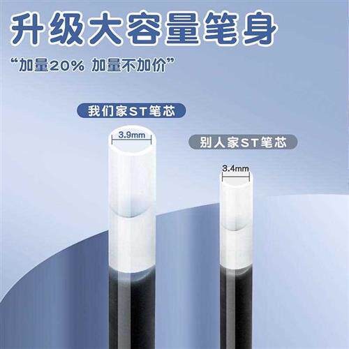 极速笔芯ST头i按动笔按动笔芯速乾中性笔芯黑色0N.5笔芯加强型葫