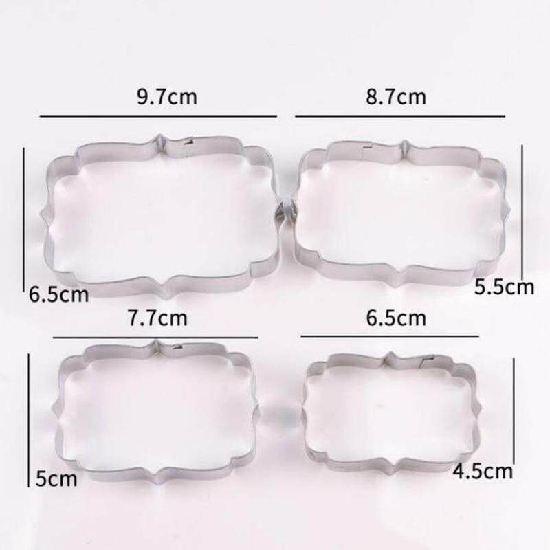 极速4Pcs Plaquie Cutter Cookies Frame DIY Cake Oval Square R