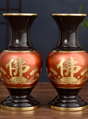 极速佛具套d装纯铜香炉圣水杯供佛灯水果盘贡台花瓶一对摆件供奉