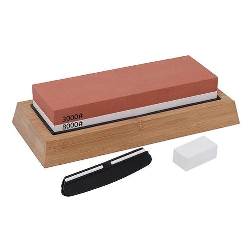极速厨房家用磨刀石白玉刚油石砥石双面磨石I红白3000/8000带底座