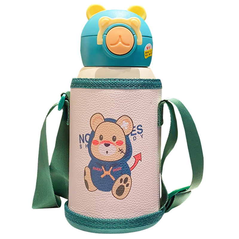 极速幼儿园一杯双盖316s不锈钢小学生吸管杯带杯套儿童保温杯防漏