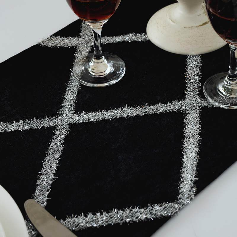 极速l简纹约现代旗欧式条亮丝闪茶几桌I旗布餐桌盖布旗床旗床尾巾