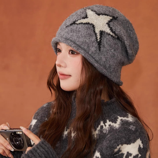 潮牌保暖堆堆帽高级感羊绒针织卷边套头帽 设计联名款 LVURT 法国