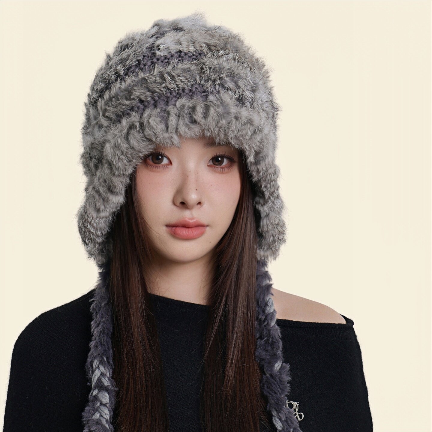 LVURT高品质兔毛护耳保暖套头帽