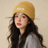 设计联名款 LVURT 法国 高颜值布标针织帽女氛围感加厚保暖毛线帽