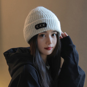 设计联名款 LVURT 法国 潮牌堆堆帽女宽松显脸小羊绒针织保暖冷帽