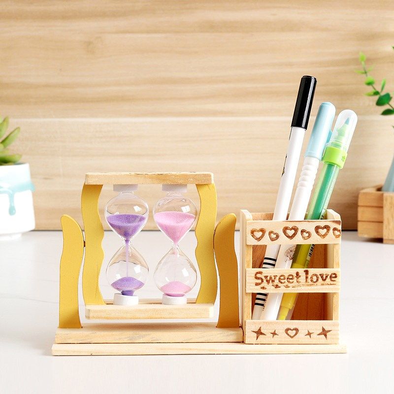 极速创意木质沙漏计时器笔筒简约B现代时尚办公桌面摆件送儿童学,家居饰品,装饰摆件,淘宝优惠券,粉丝福利购,淘宝优惠卷