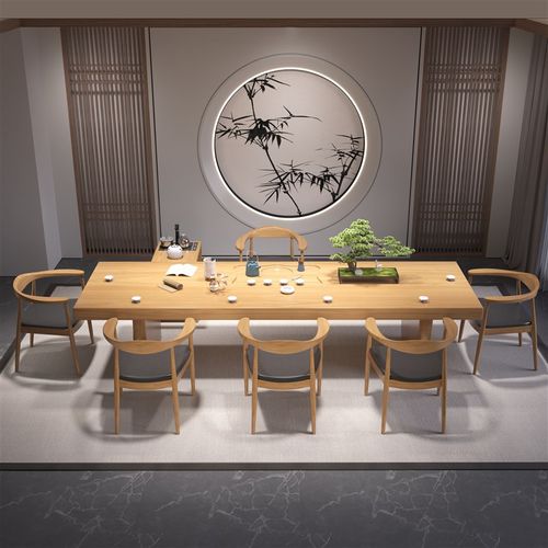 极速中式实木大板茶桌嵌入式茶盘一体F禅意美学功夫泡茶桌椅组合