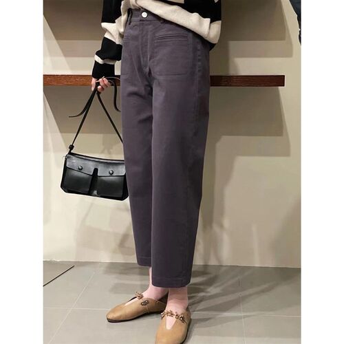 新品2024夏季新款大码高腰休闲直筒F裤女胖妹妹显瘦遮跨百搭九分