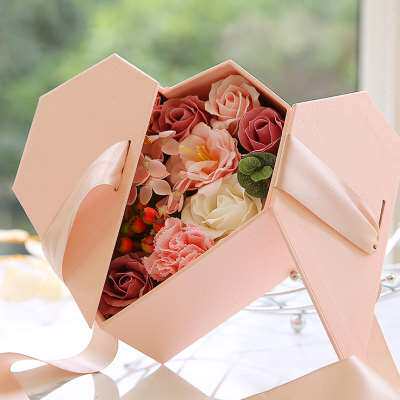 极速新品心形玫瑰香皂花礼盒生日礼品教M师节礼物送朋友送爱人